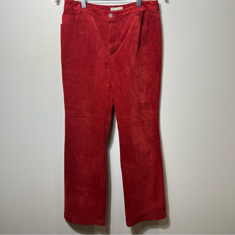 Vintage genuine red leather suede boot cut pants from Laura Leigh LTD size 8